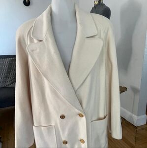 JH Collection Women's Cream Colored 100% Wool Coat
